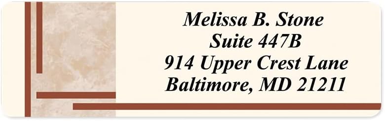 Brown Marble Designer Rolled Address Labels with Elegant Plastic Dispenser