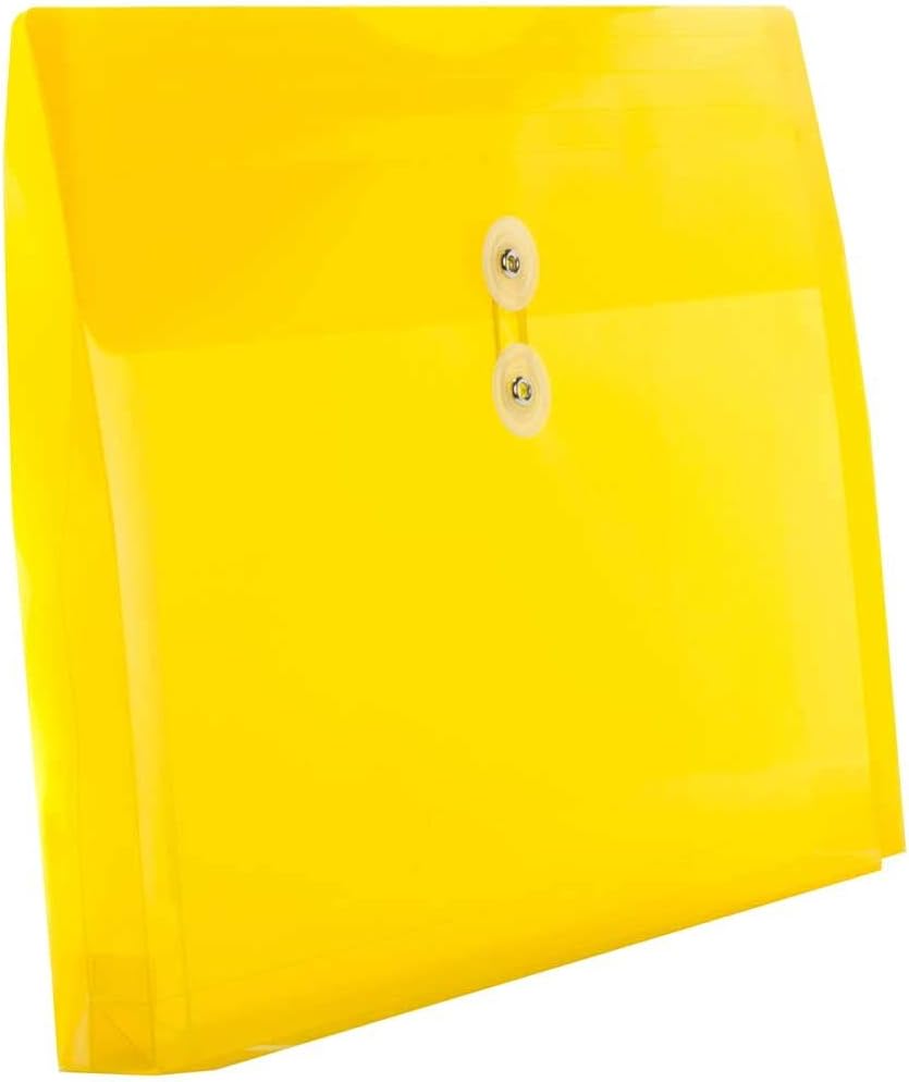JAM Paper Plastic Envelope with Button and String Tie Closure - Legal Booklet - 9 3/4" x 14 1/2" x 1 1/4"- Assorted Primary Colors - 6/pack