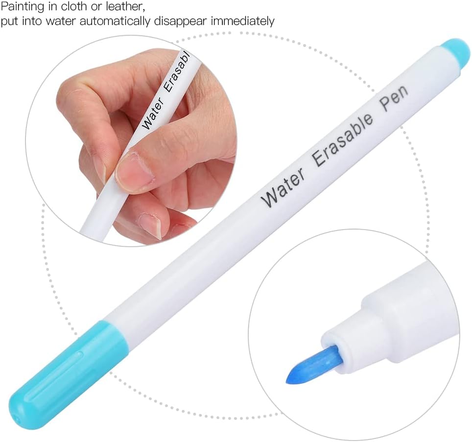 10Pcs Air Water Erasable Pen, Fabric Marker Temporary Marking Auto Vanishing Pen Air Erasable Pens Disappearing Ink Marking Pens for Cloth Marking and Tracing Tools(Single Head Blue)