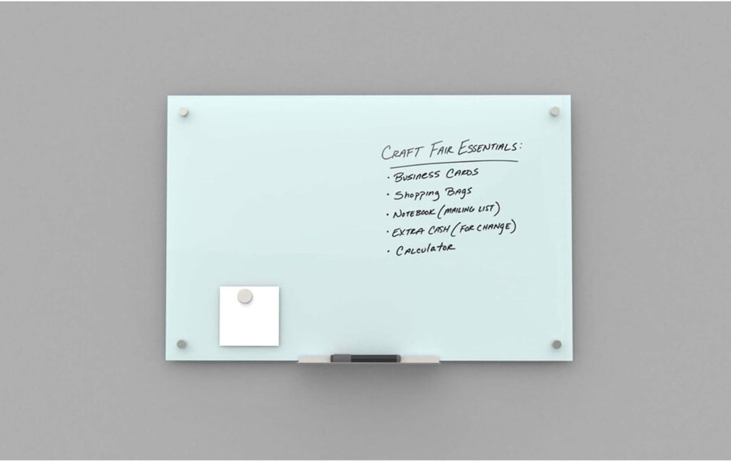 U Brands Magnetic Glass Dry Erase Board, Only for Use with HIGH Energy Magnets, 48" x 72" Inches, White Frosted Surface, Frameless (2301U00-01)
