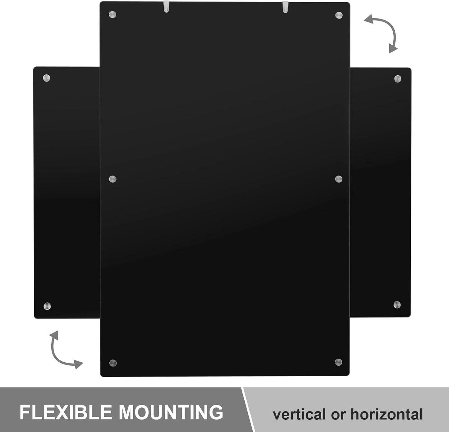 Large Black Glass Dry Erase Board, 72 x 48 Inches Magnetic Glass whiteboard,6' x 4' Frameless Blackboard for Office,Home,School