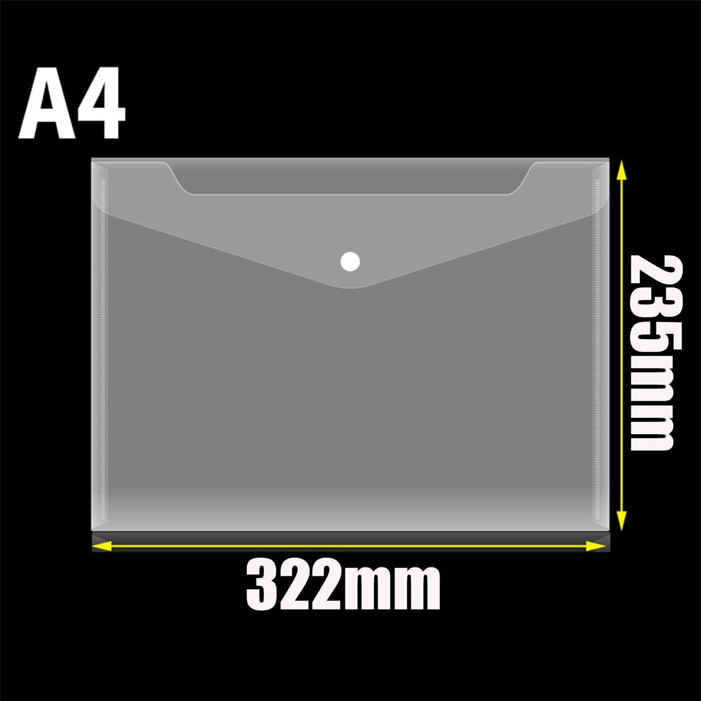 Clear Document Folders Transparent Filing Envelopes Waterproof Plastic Envelopes File Holder Filing Document Poly Envelope with Snap Button Closure for A4 Letter Paper Size (5 Pcs)