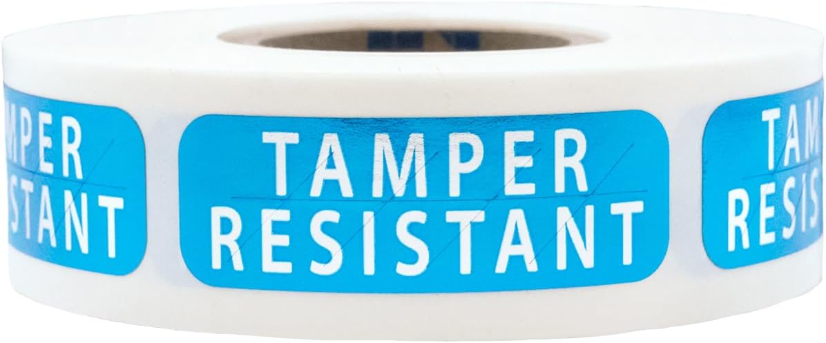 Tamper-Resistant Blue Metallic Labels, 0.5" x 1.5" Adhesive Stickers, 500-Pack