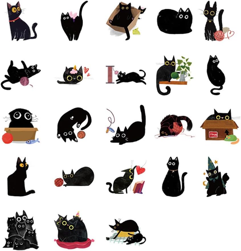 46Pcs Cute Cat Stickers for Scrapbooking Journaling Water Bottle Kids Laptop Diary Planners Collage Envelope Phone Case Art Crafts DIY Decoration