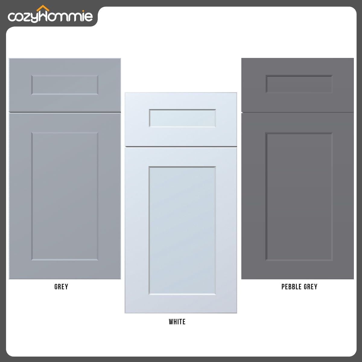 Shaker Style Pebble Grey RTA Base Drawer Cabinet by Solid Wood for Kitchen, Bathroom, Bedroom or Office with 3 Drawers and Soft Close(15" W x 24" Depth x 34-1/2" H)