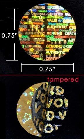 500 Gold Hologram TamperMax Tamper Evident Security Label Holographic Seal Sticker, Round 0.75" (19mm).