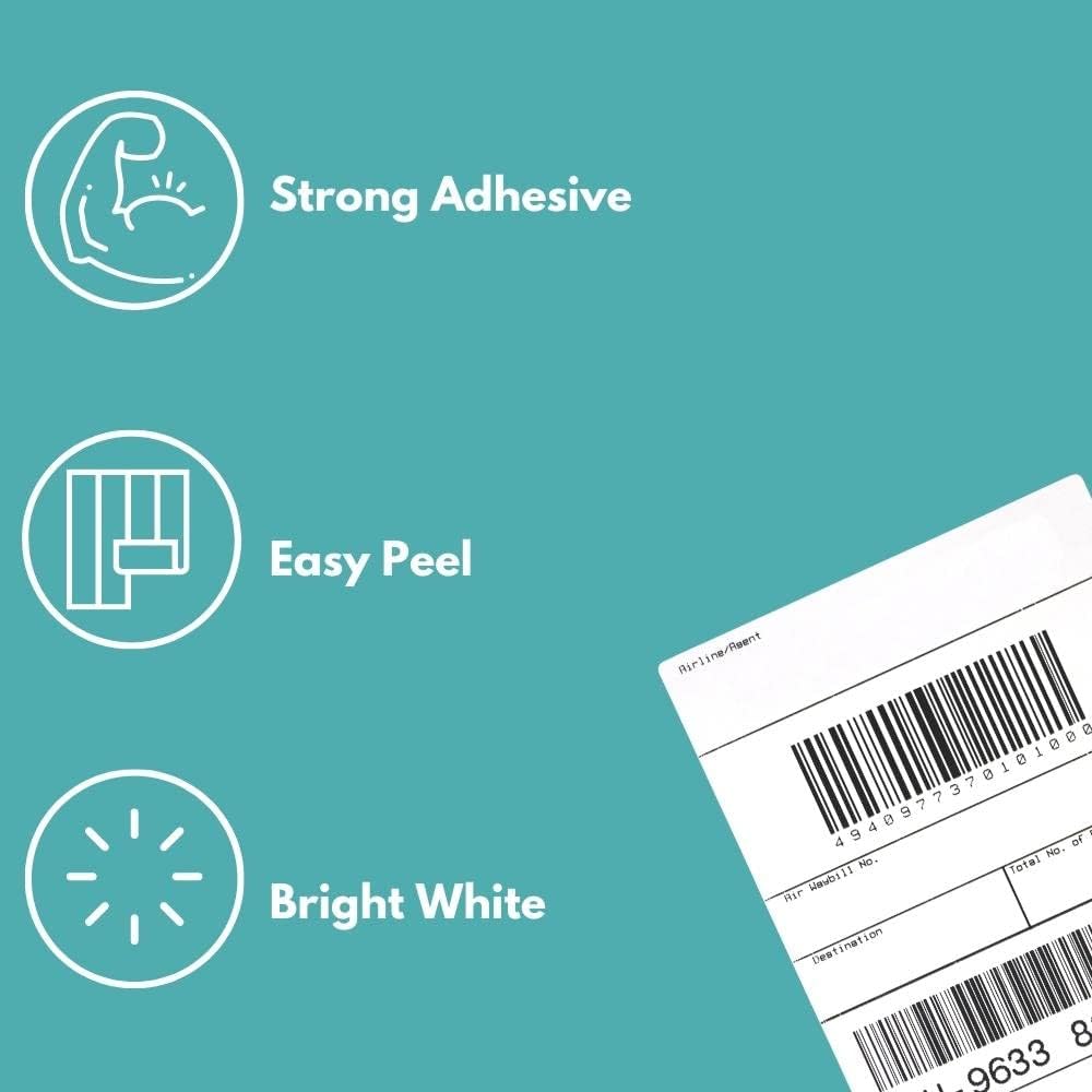 PSBM Thermal Transfer Labels, 4x4 Inch, 4 Rolls, 1475 Labels/Roll, 3 Inch Core, Perforated, Must Have Thermal Ribbon (Not Included)