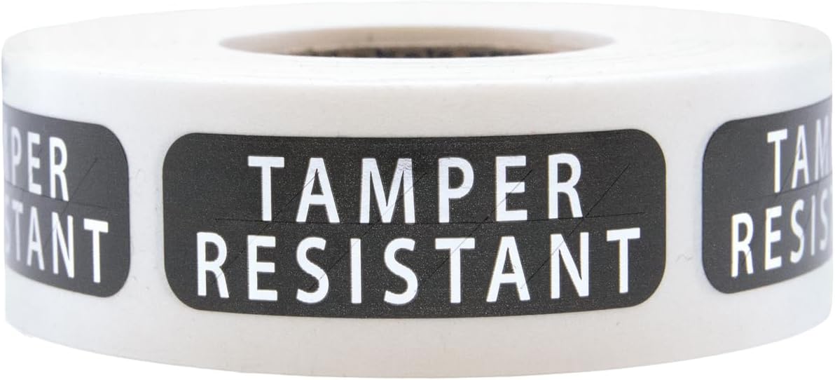 Tamper-Resistant Black Metallic Labels, 0.5" x 1.5" Adhesive Stickers, 500-Pack
