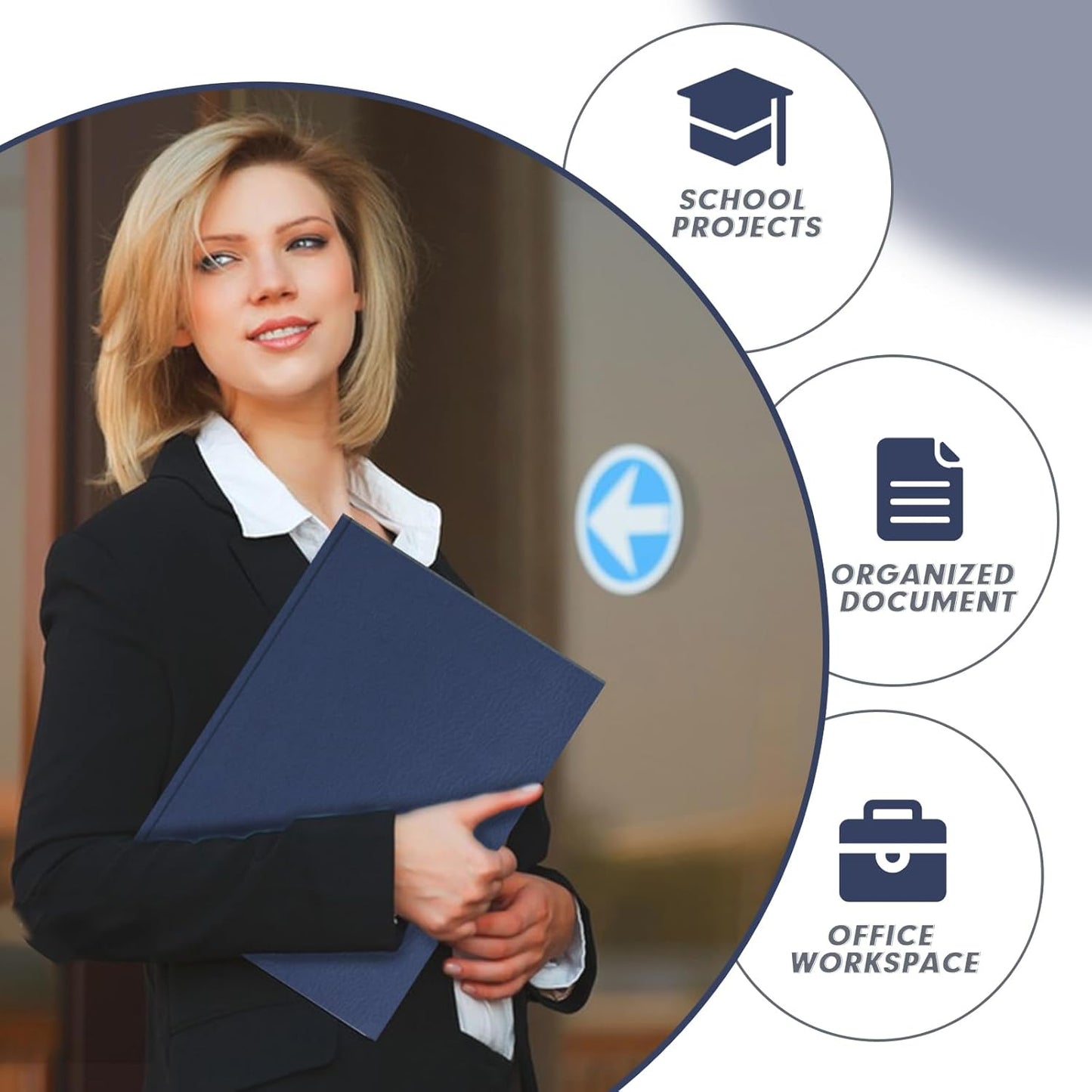 Two Pocket Folders, PANDRI 60 Pack Two Pocket Folders with Prongs, 3 Prong Folders Designed for Office and Classroom, Letter Size Darkblue