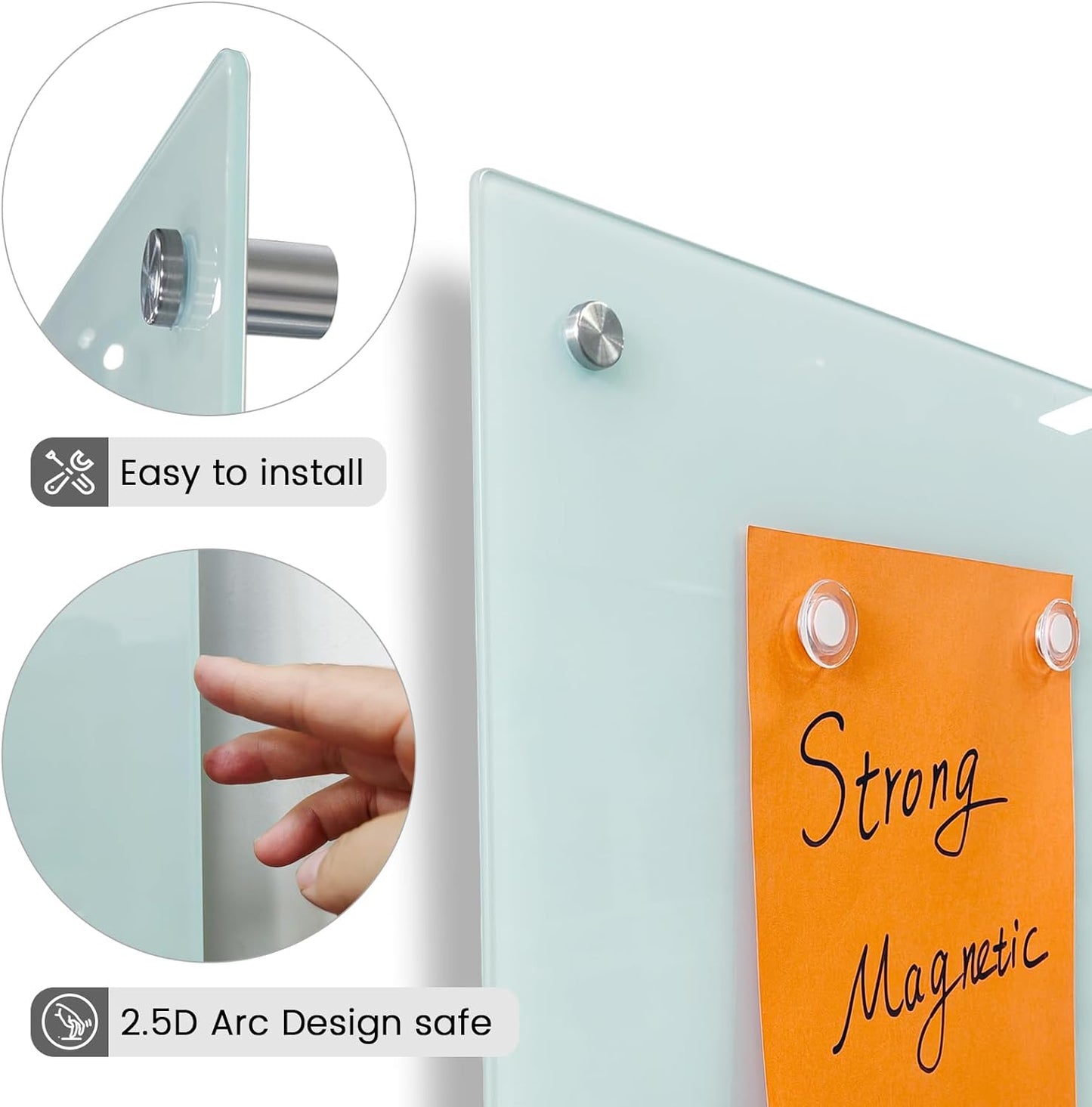 Magnetic Glass White Board 72"X36" Premium Tempered Dry Erase Boards Wall Mounted Frameless Whiteboard Message Writing Boards (White)