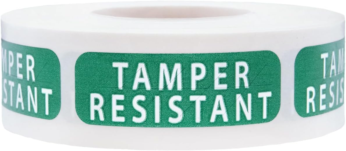Tamper-Resistant Green Metallic Labels, 0.5" x 1.5" Adhesive Stickers, 500-Pack