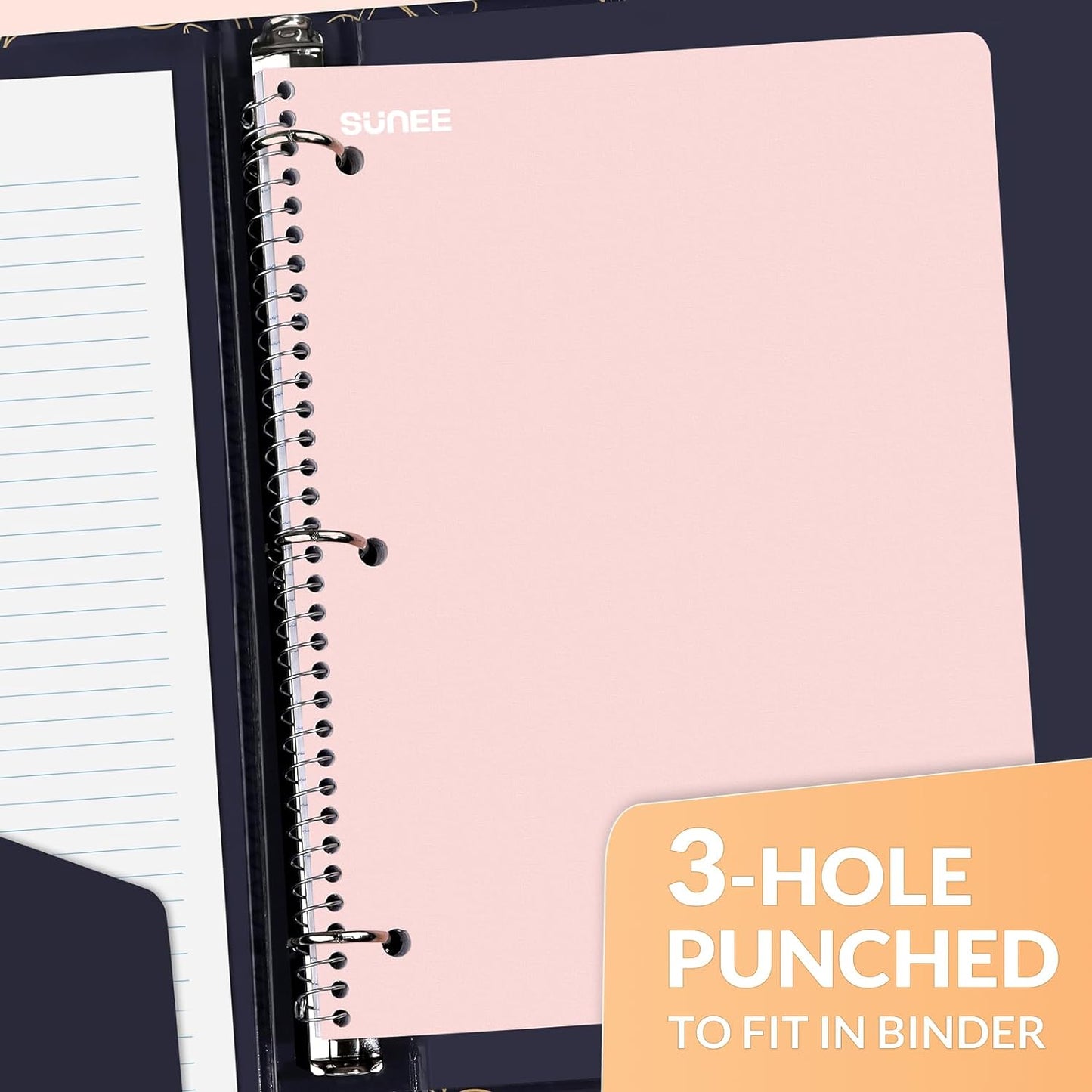 SUNEE Spiral Notebooks, 1-Subject, 20 Pack, College Ruled Paper, 8" x 10-1/2", 70 Sheets per Notebook,3-Hole Punched Paper, Pink,Purple, Blue, Green, Yellow Spiral Lined Notebooks for School,Work