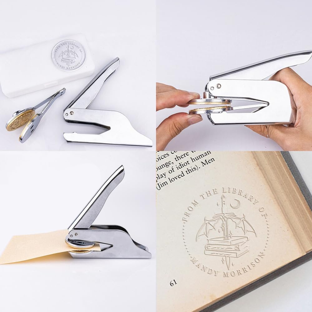 CALLIE from The Library of | Ex Libris | Personalized Book Embosser Stamp | Custom Sword Theme Book Stamp | Stamp Your Library | Gifts for Book Lovers