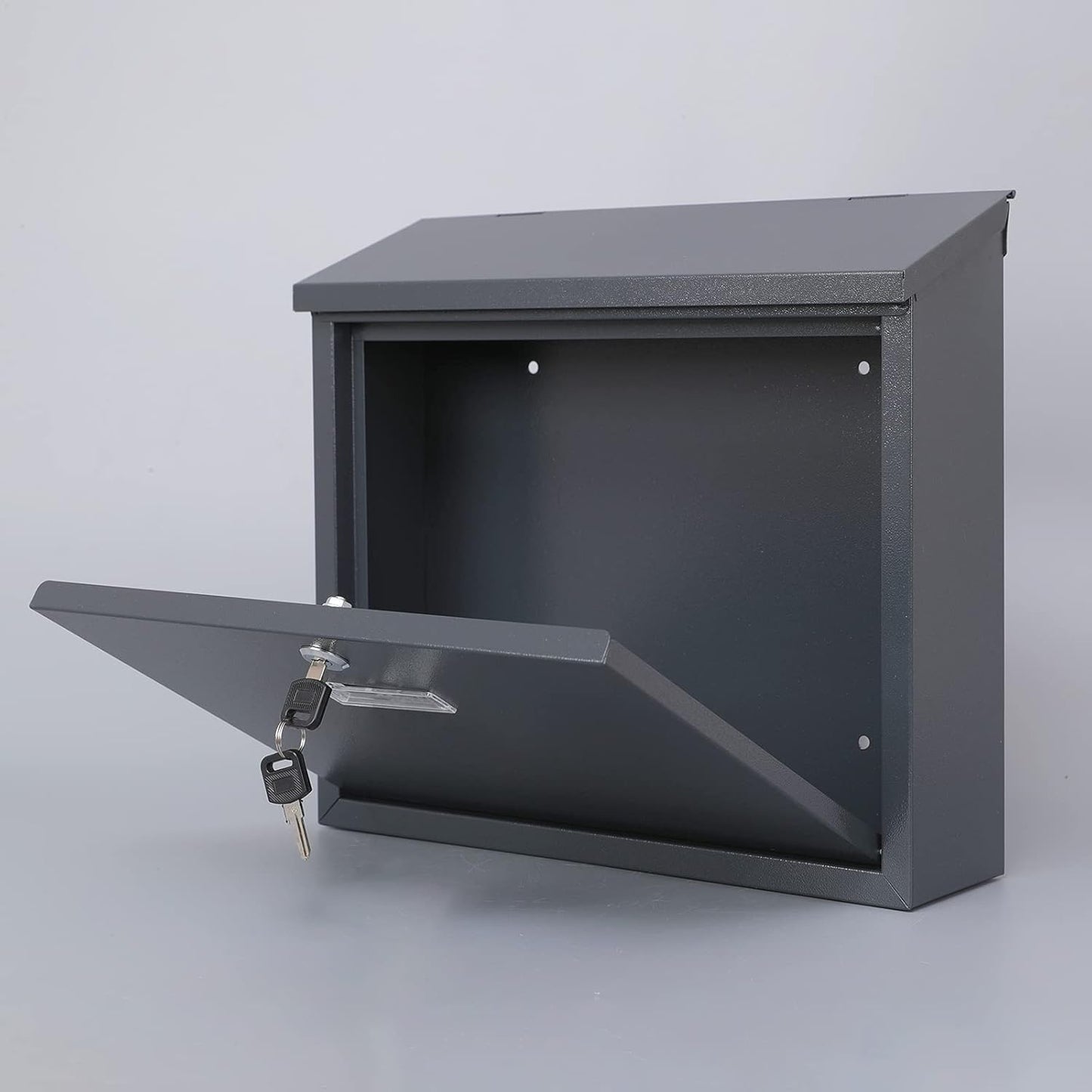 xydled Mail Boxes with Key Lock,Locking Mailbox Wall Mounted, Large Capacity, Galvanized Steel Cover Metal Postbox for House, 14 X 12.5 X 4.25 Inch, Grey