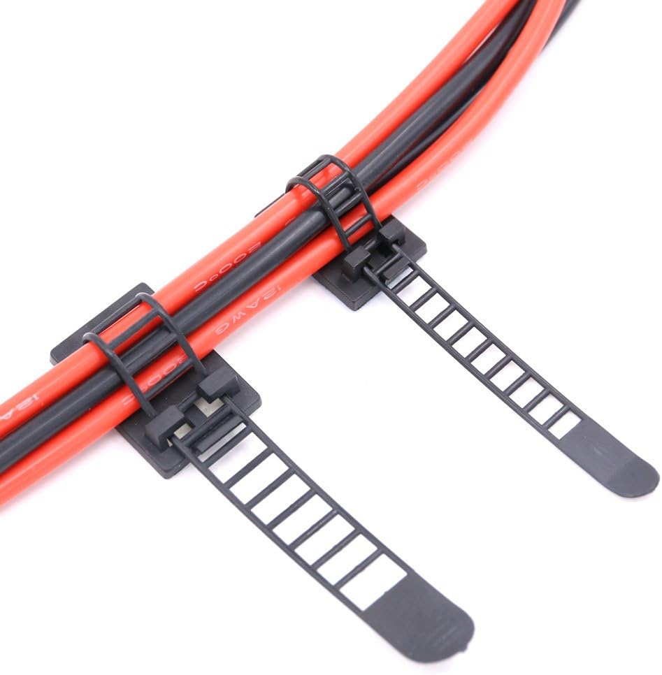 50Pcs 2 Sizes Adjustable Self-Adhesive Nylon Cable Straps Cable Ties Cord Clamp for wire management, Large and Small