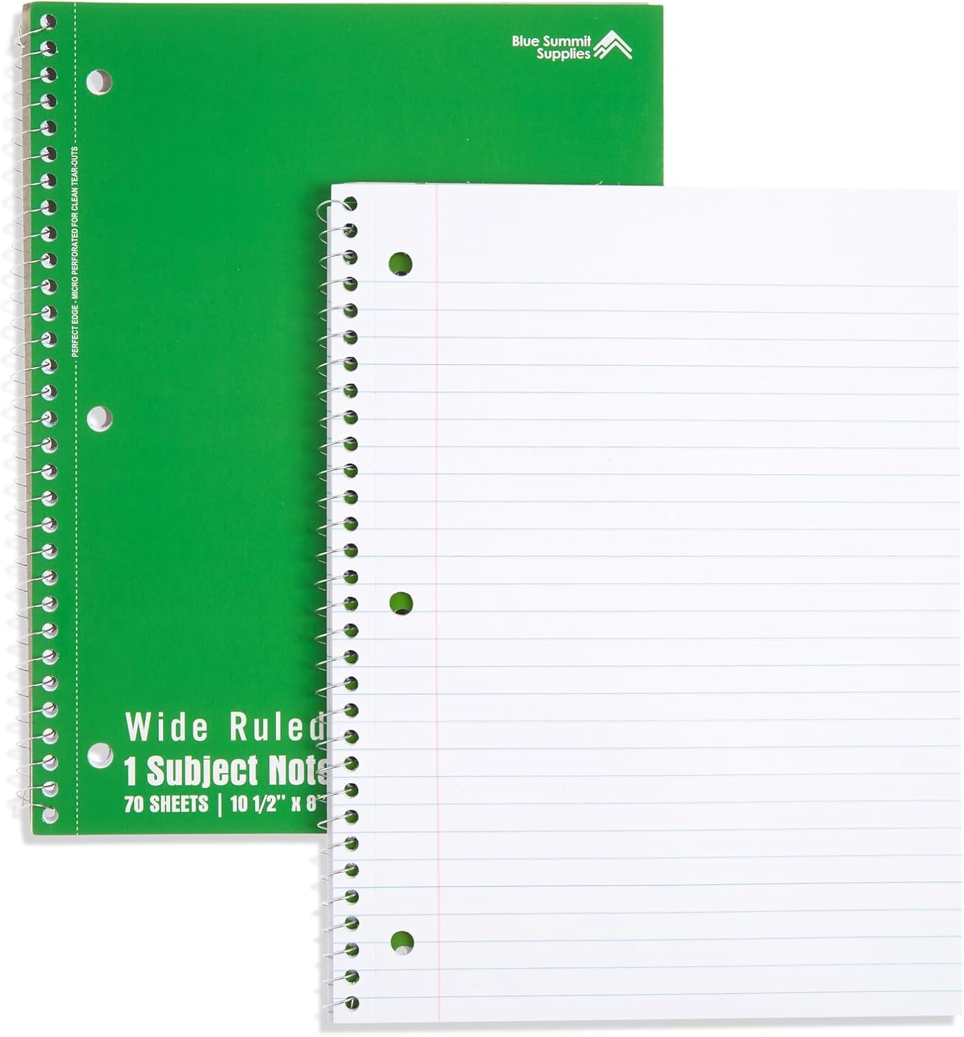 Blue Summit Wide Ruled Spiral Notebooks Bulk, 1 Subject Spiral Notebook Wide Ruled, Paper School Bulk Notebooks, 24 Pack