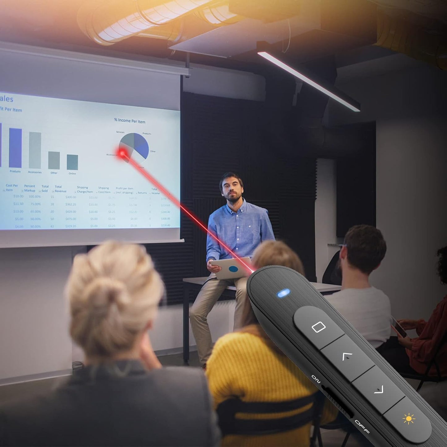 Presentation Clicker PowerPoint Clicker with Red Light, Wireless Presenter Remote Slide Clicker for Powerpoint Presentations for Mac, Keynote, Computer, Laptop