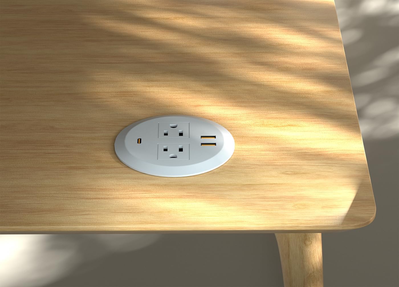 3 Inch Desktop Power Grommet,65W GaN USB C Fast Charging Station,3-USB Port,Flush Mounted for 3-1/8" Holes,Flat Plug.Round Recessed Desk Grommet Outlet for Workspace,Laptops,6.3ft,White