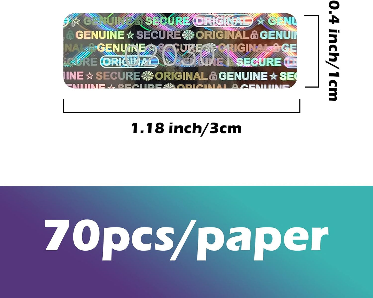 380pcs Tamper Proof Hologram Stickers Original Security Labels Genuine Warranty Void Seal Tamper evident Sticker with Unique Serial Number (1.2x0.4inch)