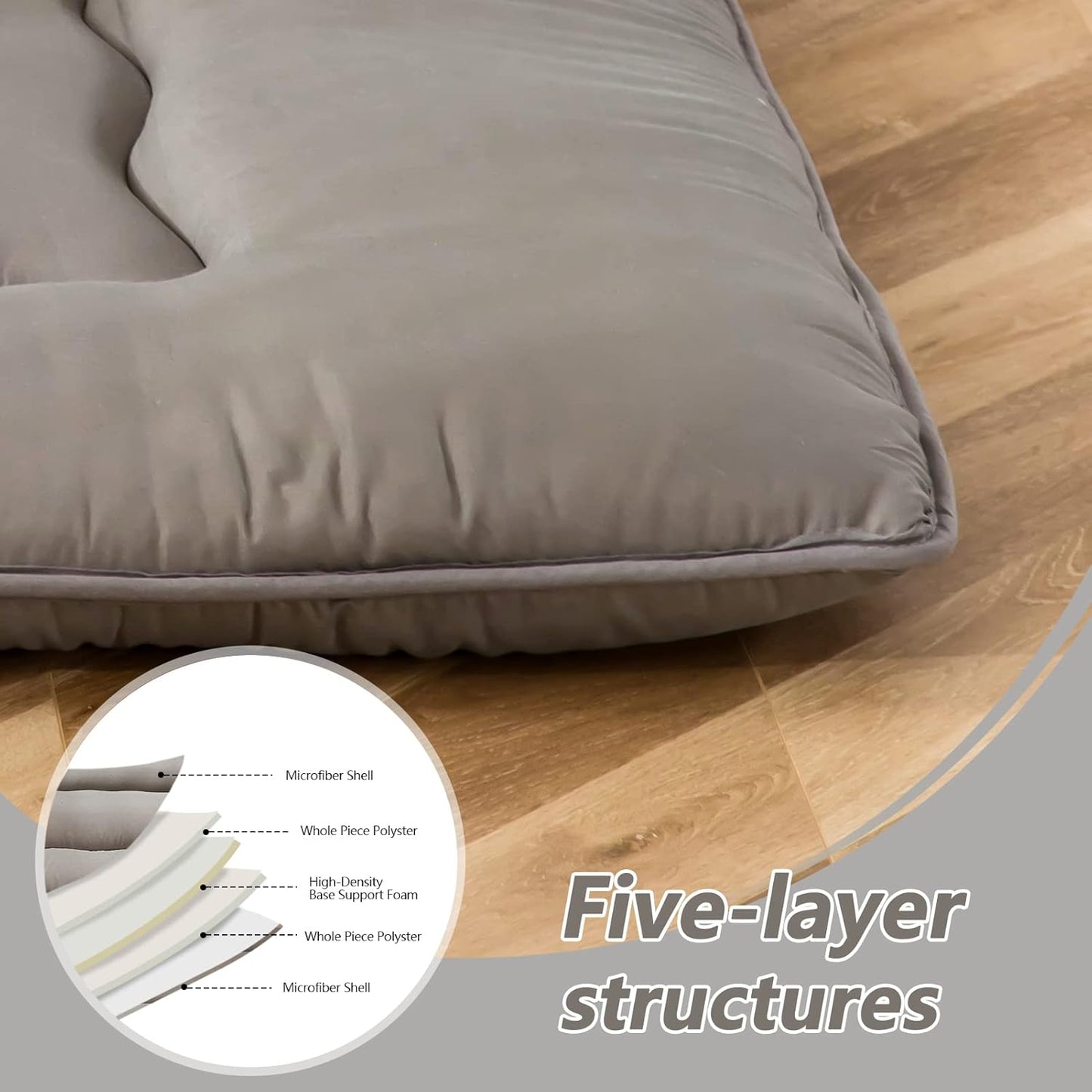 MAXYOYO Cot Japanese Floor Futon Mattress, Single Size Tatami Mat Sleeping Pad Foldable Roll Up Boys Girls Narrow Mattress Kids Lounger Pillow Bed