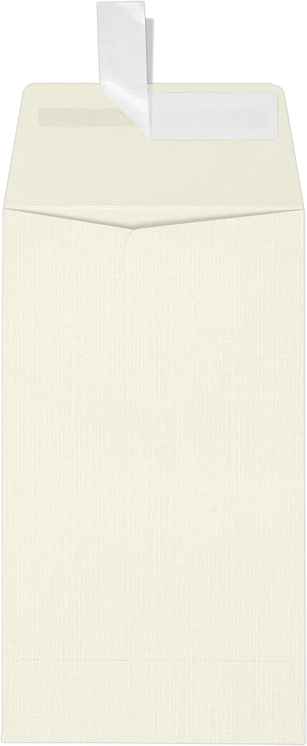 LUXPaper #5 1/2 Coin Envelopes | Peel & Press | 3 1/8" x 5 1/2" | Natural Linen | 80lb. Text | 50 Qty