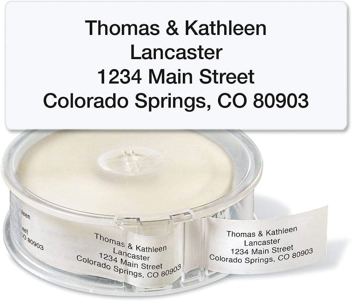 Colorful Images Transparent Clear Rolled Return Address Mailing Labels with Dispenser, Customize with Name & Shipping Address, 500 Self Adhesive, Easy Peel Sticker Label Roll, 3/4" x 2 1/2"