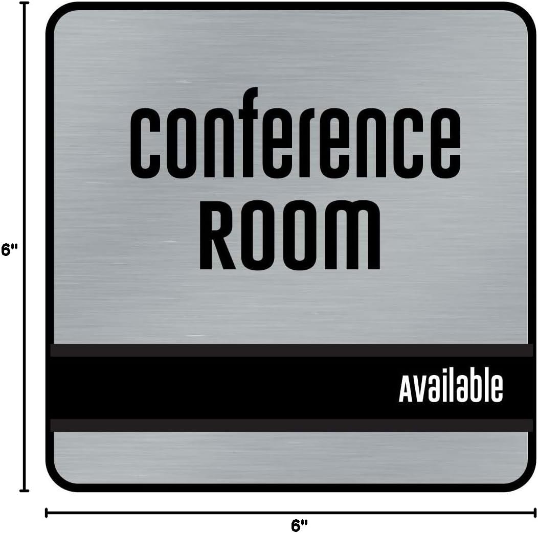 NapTags Conference Room Slider Signs (Silver - Black Frame, 6" x 6")