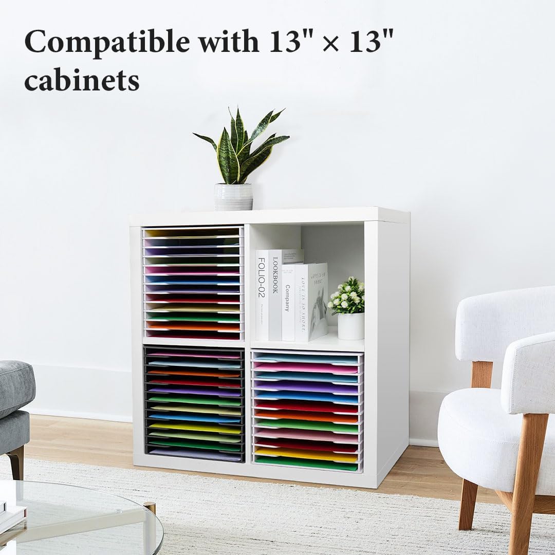 SANFURNEY Scrapbook Paper Organizer for Sizes 12" x 12", 12 Slots File Sorter Storage, Document Holder, Desktop Scrapbook Paper Organizer Rack for Home Office School (White, 12 Slots - Standard Size)