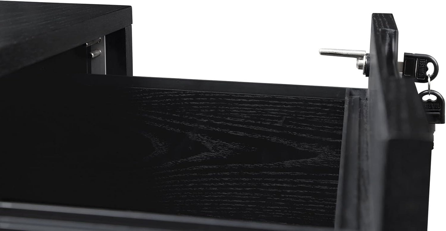 ZURI Hayes Modern 2 Drawer Mobile Legal and Letter Filling Pedestal - Black