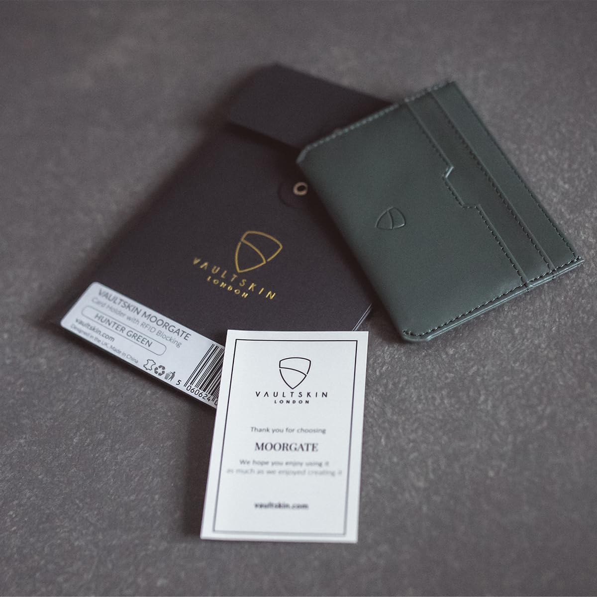 Vaultskin MOORGATE Slim Card Holder - Minimalist Leather Wallet, RFID Blocking Sleeve, Fits Front Pocket, for Men and Women