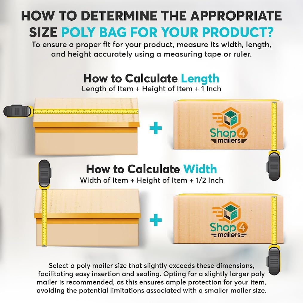 Shop4Mailers 19 x 24 Glossy White Plastic Self Seal Poly Mailer Flat Bags Waterproof Shipping Envelope 2.17 Mil for Apparel, Clothes, Shirts, Books – Permanent Adhesive Seal (250 Pack)