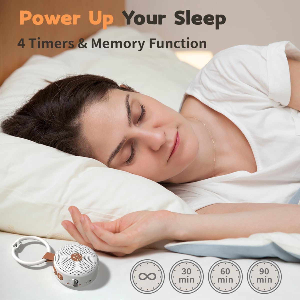 Brown Noise Machine Mini Sleep Sound Machine Portable Baby White Noise Machine with 30 Soothing Sounds for Kids Adults Auto-Off Timer 32 Volume Levels Rechargeable for Home Office Privacy and Travel