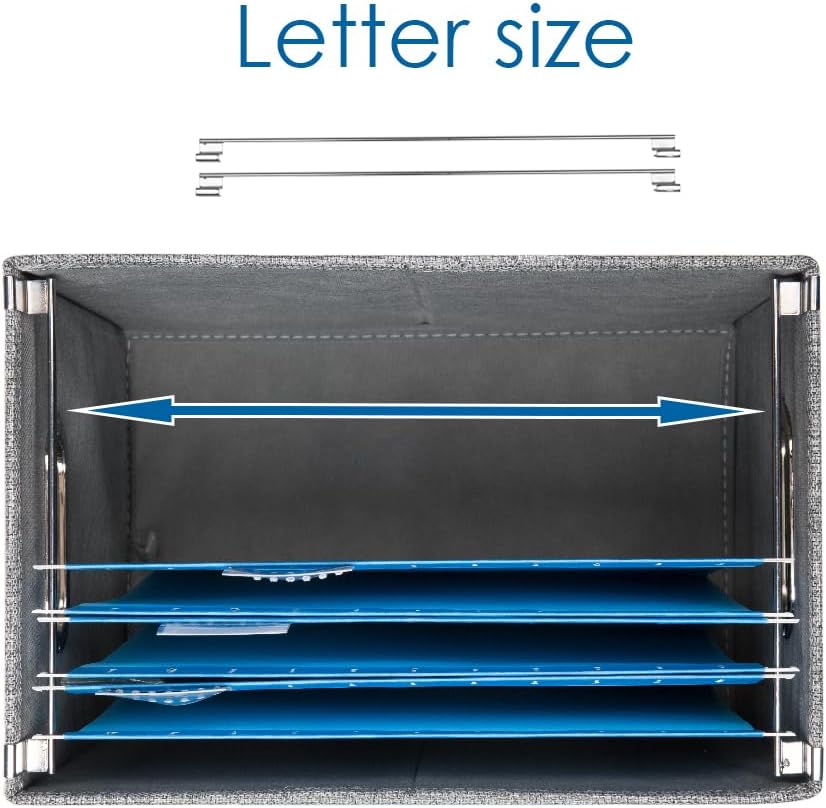 PRANDOM File Organizer Box - Set of 1 Collapsible Decorative Linen Filing Storage Hanging File Folders with Lids Office Cabinet Letter Size Blue (14x9.3x10.8 inch)
