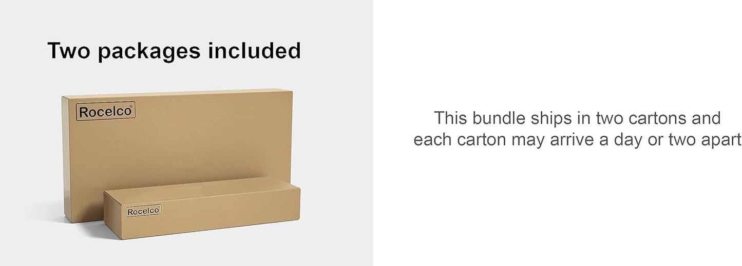 Rocelco 46" Standing Desk Converter with AC USB Charger and Dual Monitor Stand - Height Adjustable Three Screen Riser Computer Workstation - Sliding Keyboard Tray - Black (R DADRB-46-ACUSB-DM3)