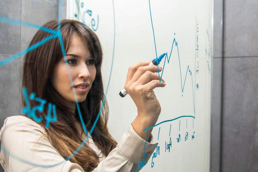 Glass Pen Window Marker: Liquid Chalk Pens for Glass, Whiteboard Markers with Washable Paint - Graduation, Car Windows, Mirror Pen, Storefront, Wedding, Parade, Party & Holiday (Blue, Fine Tip)