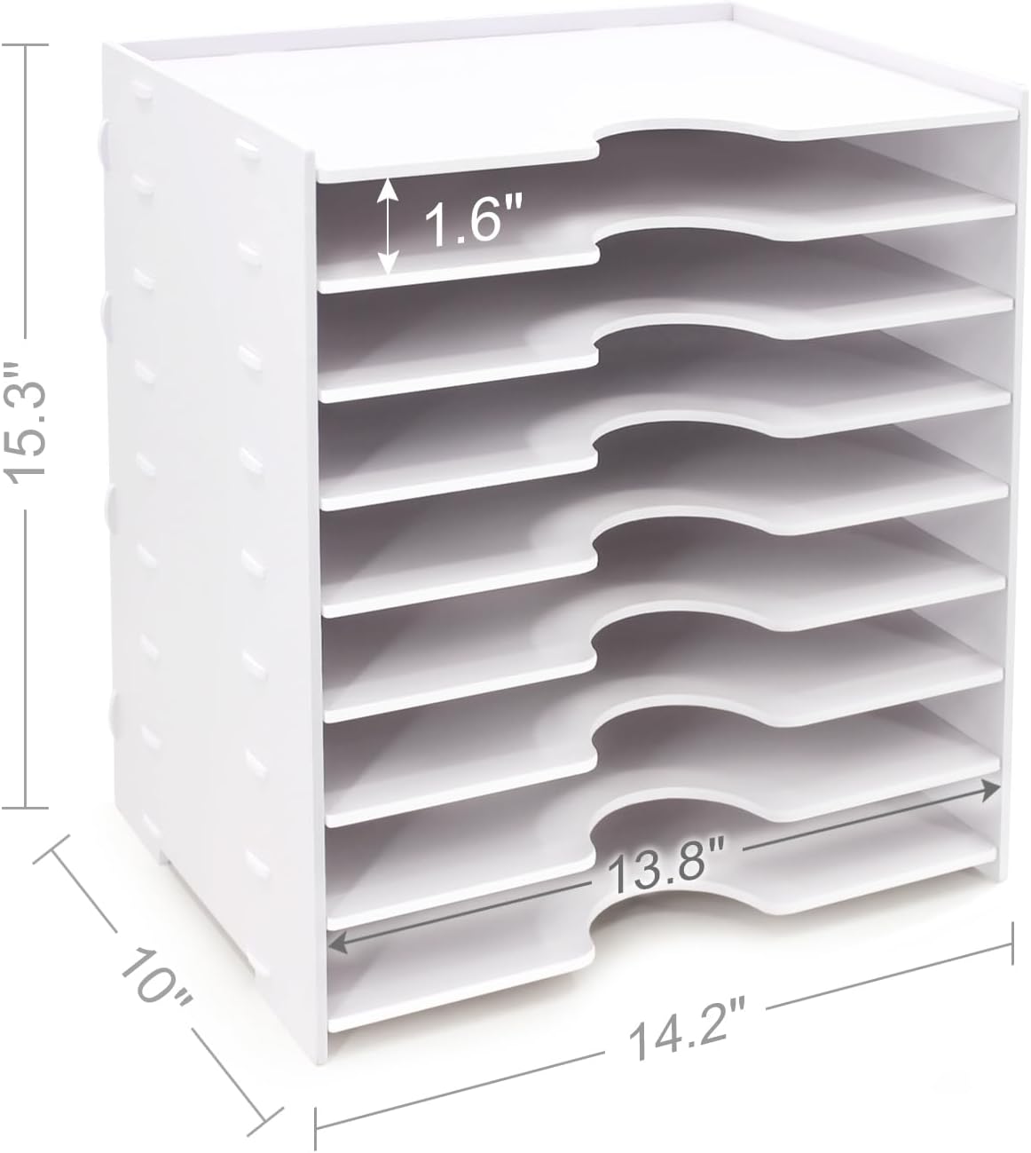 SONGWAY File Organizer for Desk - 9 Tier Wide Document Holder, Letter Mail Tray Storage Rack, File Sorter Organizer, Paper Storage Holder, Desktop Organizer for Home Office School, White