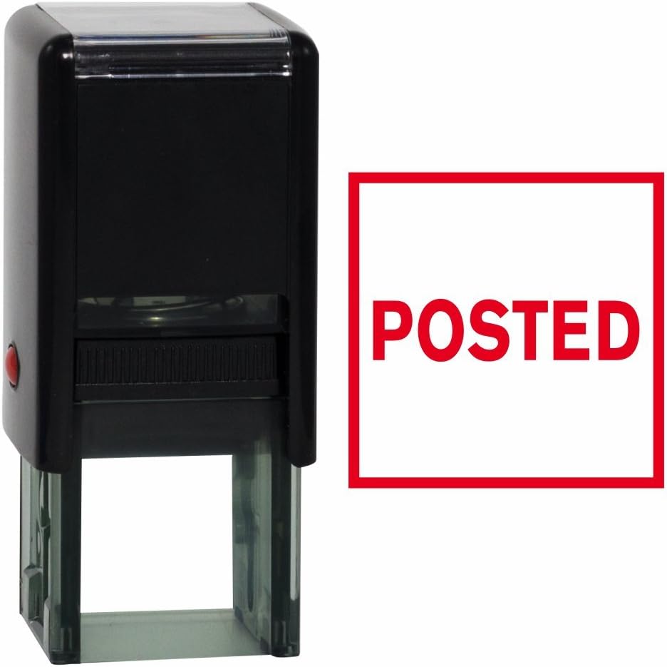 Square Posted Self Inking Rubber Stamp (Red Ink)