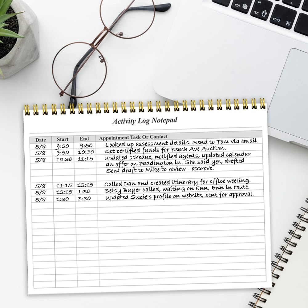 Getvow Activity Log Notepad - Spiral Activity Log Book for Business Work, Undated Weekly To Do List Notepad, Organized Time Spending, Appointment or Contact, 52 Sheets, 100gsm Paper, 8.5" x 11"