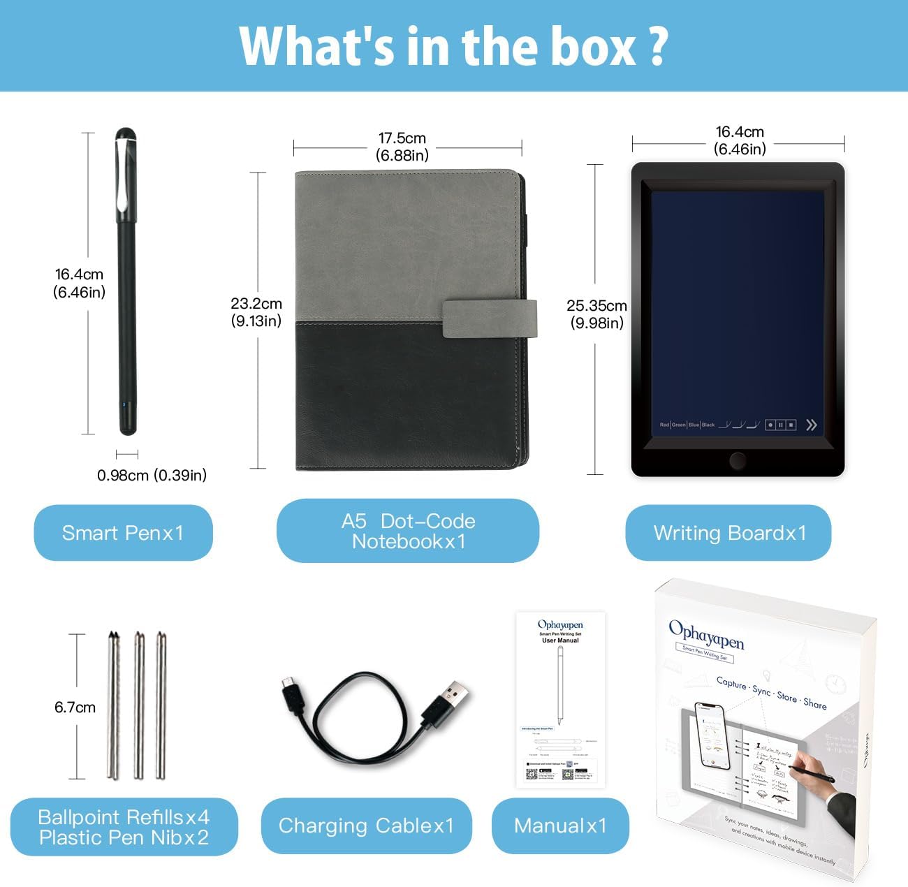 Smart Sync Pen for Note Taking with Notebook and Writing Board,Real-time Sync for Digitizing,Convert to Text,Storing,Sharing Paper Notes via APP on Smartphone/IPAD (Android and iOS)