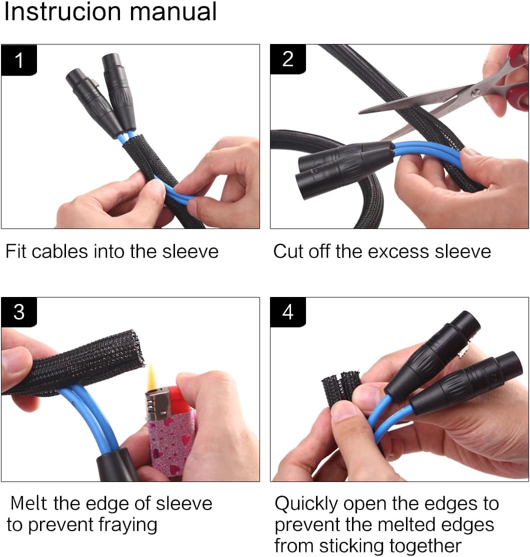 Alex Tech 10ft - 1/4 inch Cord Protector Wire Loom Tubing Cable Sleeve Split Sleeving For USB Cable Power Cord Audio Video Cable – Protect Cat From Chewing Cords - Black