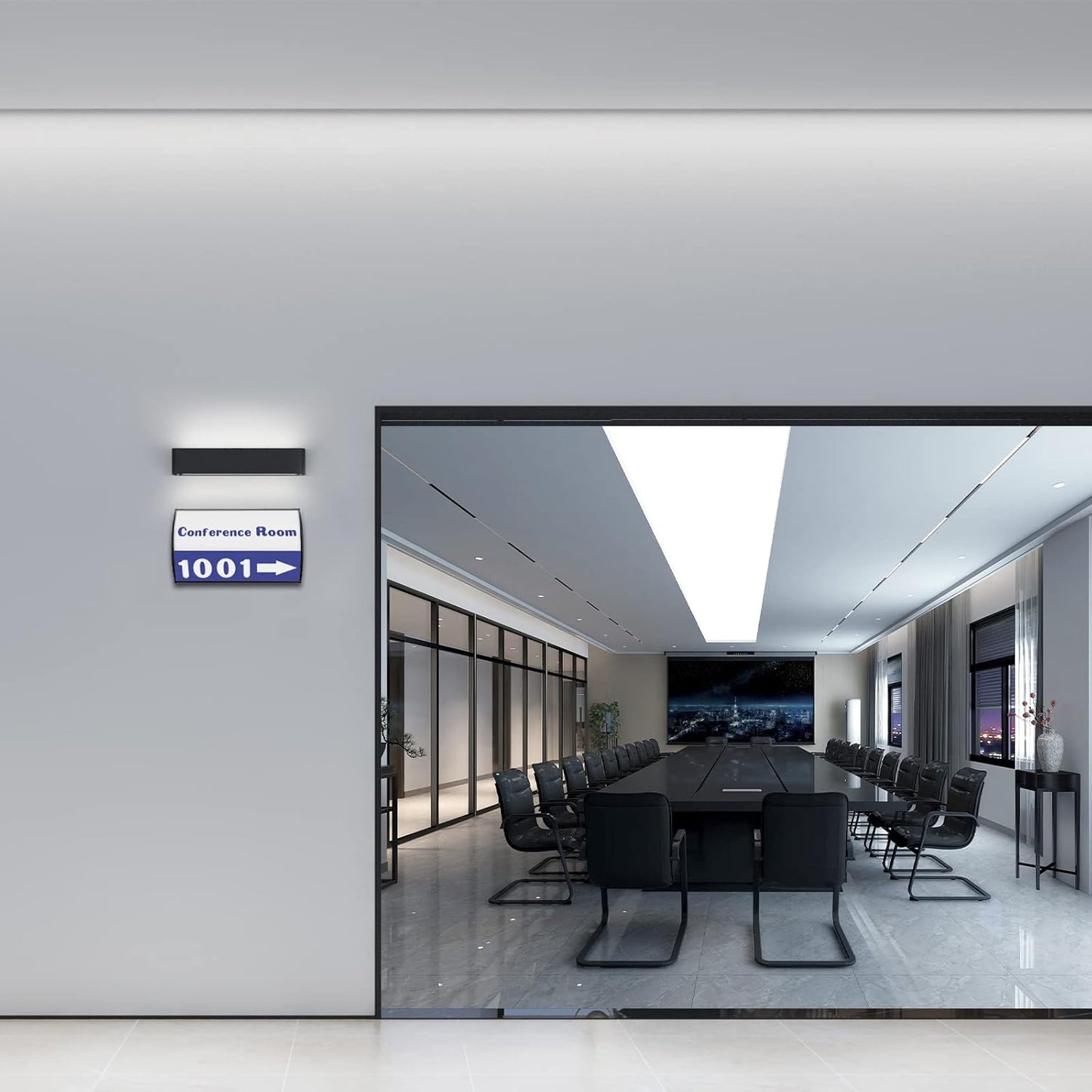 Office Sign Holder for Door - Curved Mount Name Plate Holder Frame Display 10 x 6 Inches Sturdy Aluminum with Adhesive Tape , Plastic Film Included