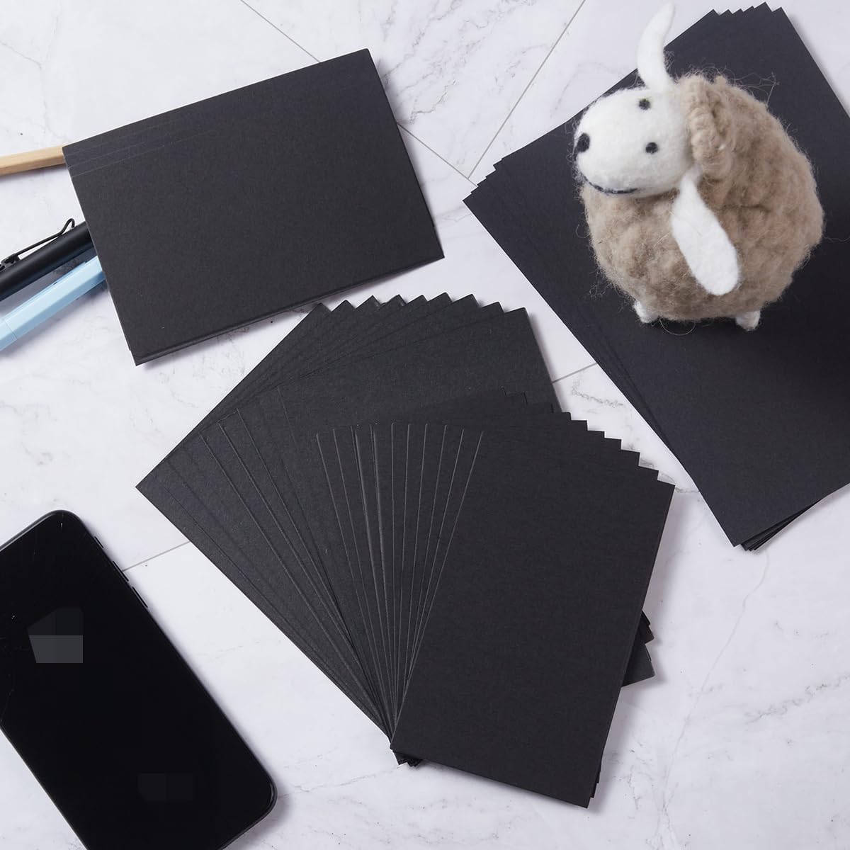 50 Sheets Blank Cardstock Paper 250 GSM Thick Heavy Cards Stock for DIY Art Projects, Card Making, Postcards, Greeting Cards, Birthday Party, Wedding Invitation (Black, 3x5 inches)