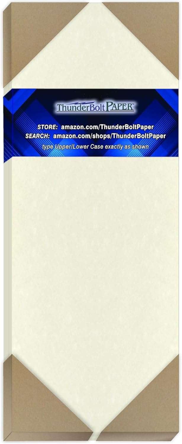 100 White Parchment 65lb Cover Paper Sheets 4.25 X 11 Inches Half Letter Size Cut Long - Cardstock Weight Colored Sheets - Printable Parchment Semblance