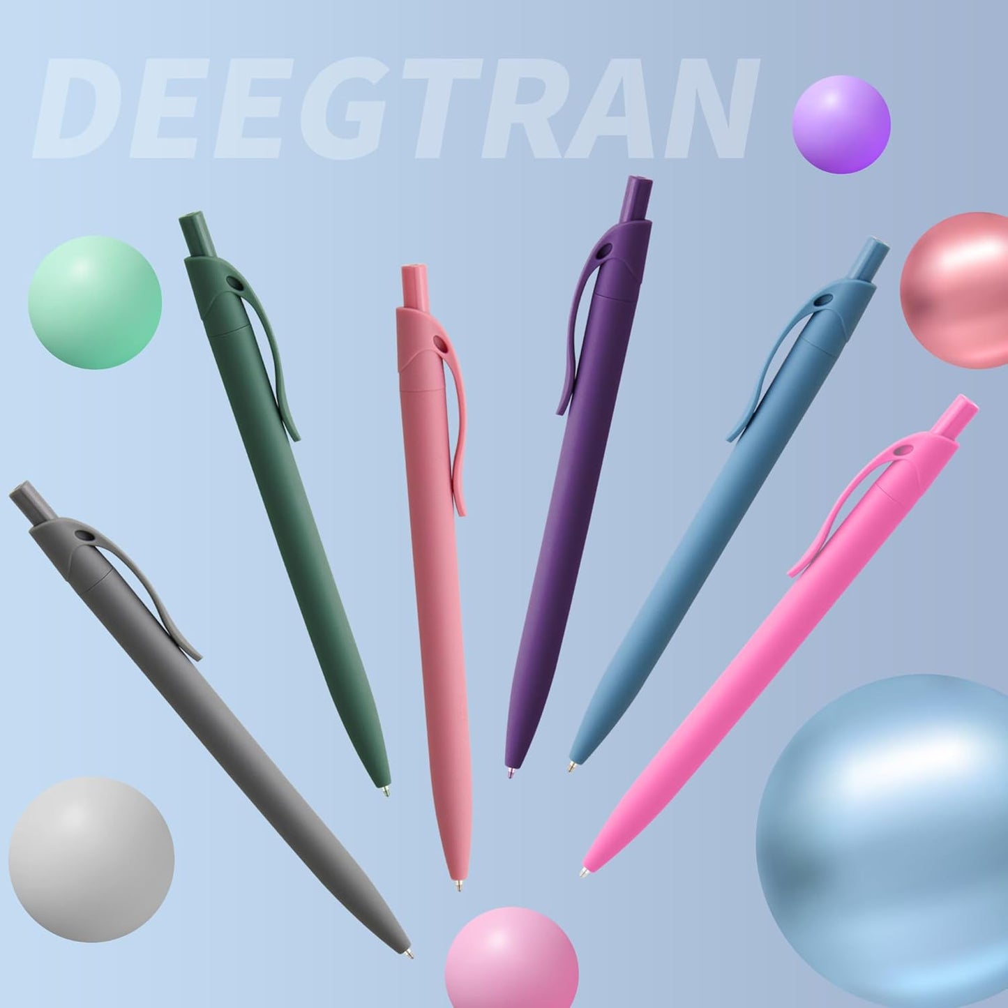 deegtran Pens Bulk, 50 Pack No Bleed Click Pens, Wholesale Retractable Ballpoint Pens, Pen Medium Point, Smooth Ink Pen, 1.0MM Pink Ink