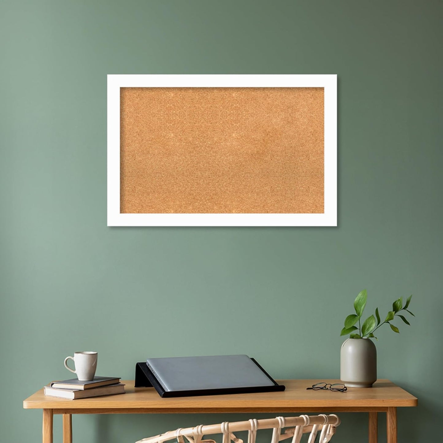 Amanti Art Natural Cork Board for Wall, 23x35 Vision Board with White Frame, Large Corkboard Office Decor for Home Organization, Casual Corkboard Pinboard to Display Items for Home Organization in