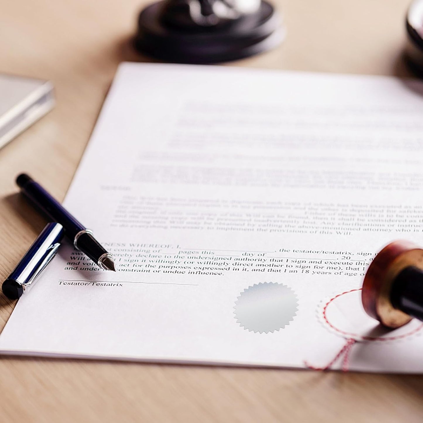 Hybsk 300pcs 2 inch Silver Metallic Certificate Sealing Labels with Serrated Edge Awards Legal Embossing Stickers (Silver)