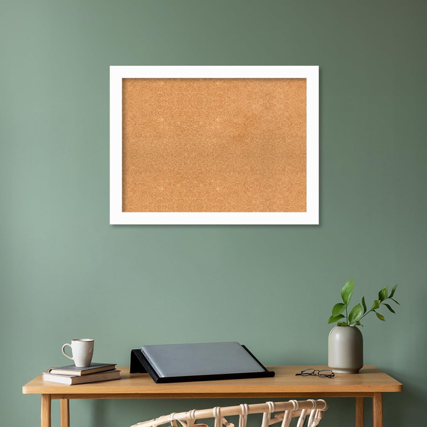Amanti Art Natural Cork Board for Wall, 25x33 Vision Board with White Frame, Large Corkboard Office Decor for Home Organization, Casual Corkboard Pinboard to Display Items for Home Organization in
