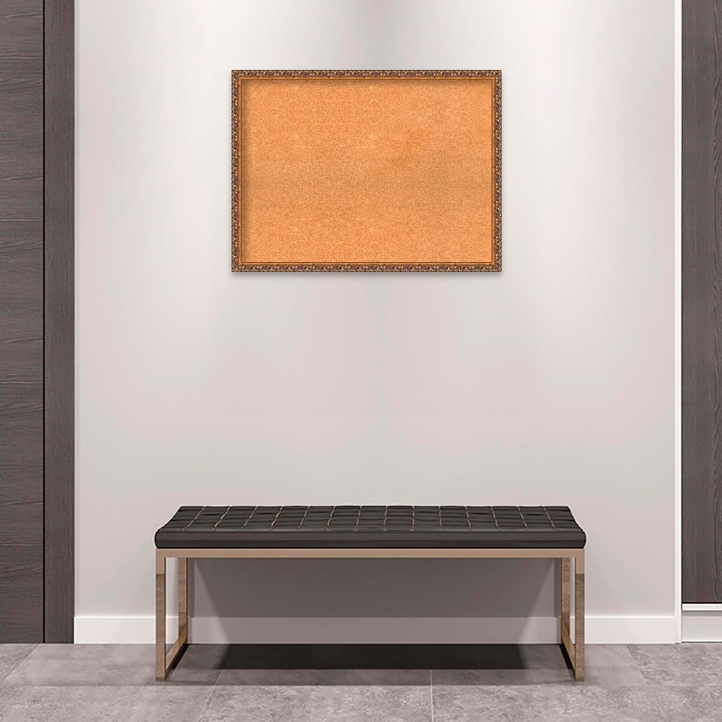 Amanti Art Natural Cork Board for Wall, 24x32 Vision Board with Bronze Frame, Large Corkboard Office Decor for Home Organization, Traditional Corkboard Pinboard to Display Items for Home Organization