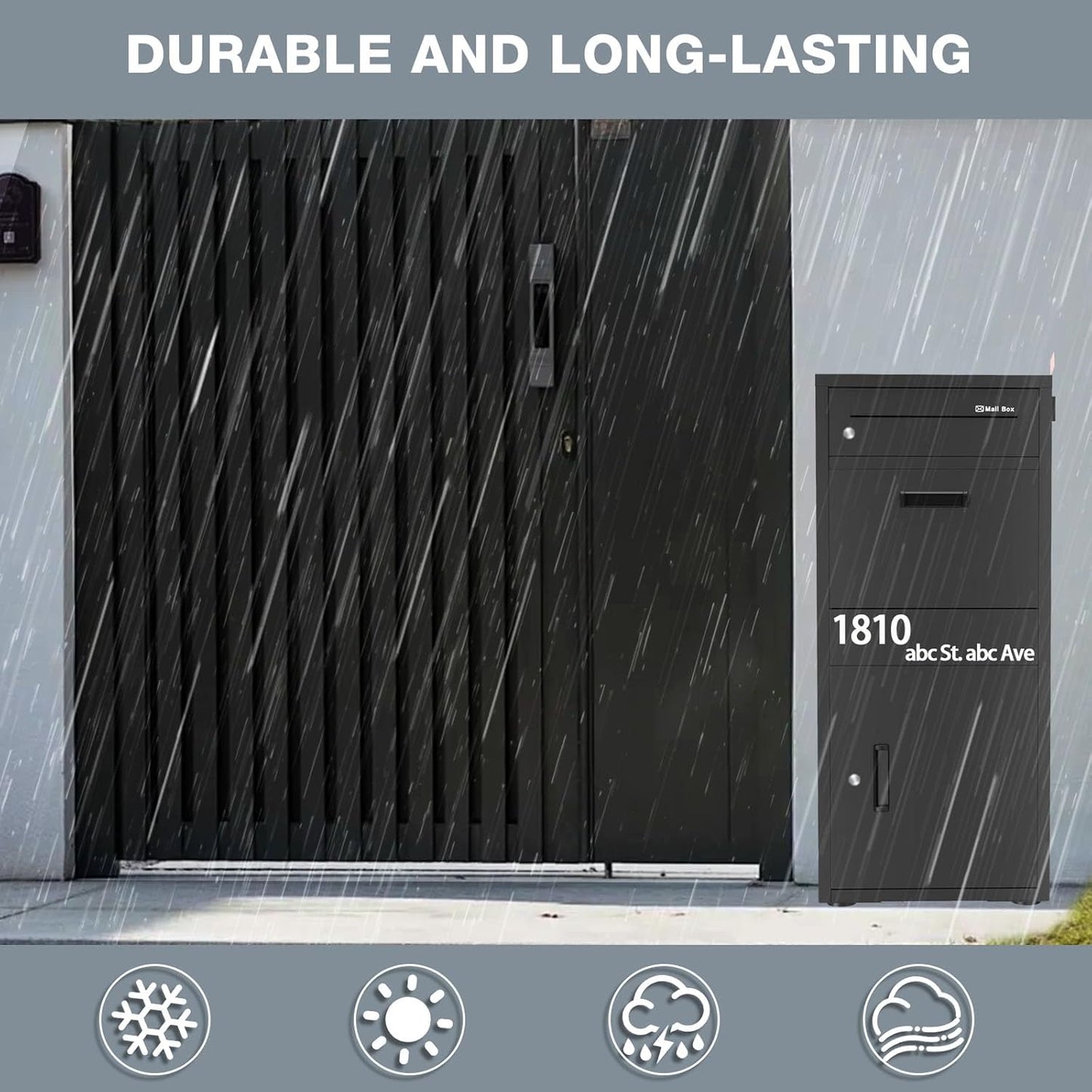 Package Delivery Boxes for Outside, Large Parcel Drop Boxes with Lock, Customize Address Stickers Package Drop Boxes for Outside is Waterproof,Package Delivery Box for Porch (Black,40"*17.7"*15 in)