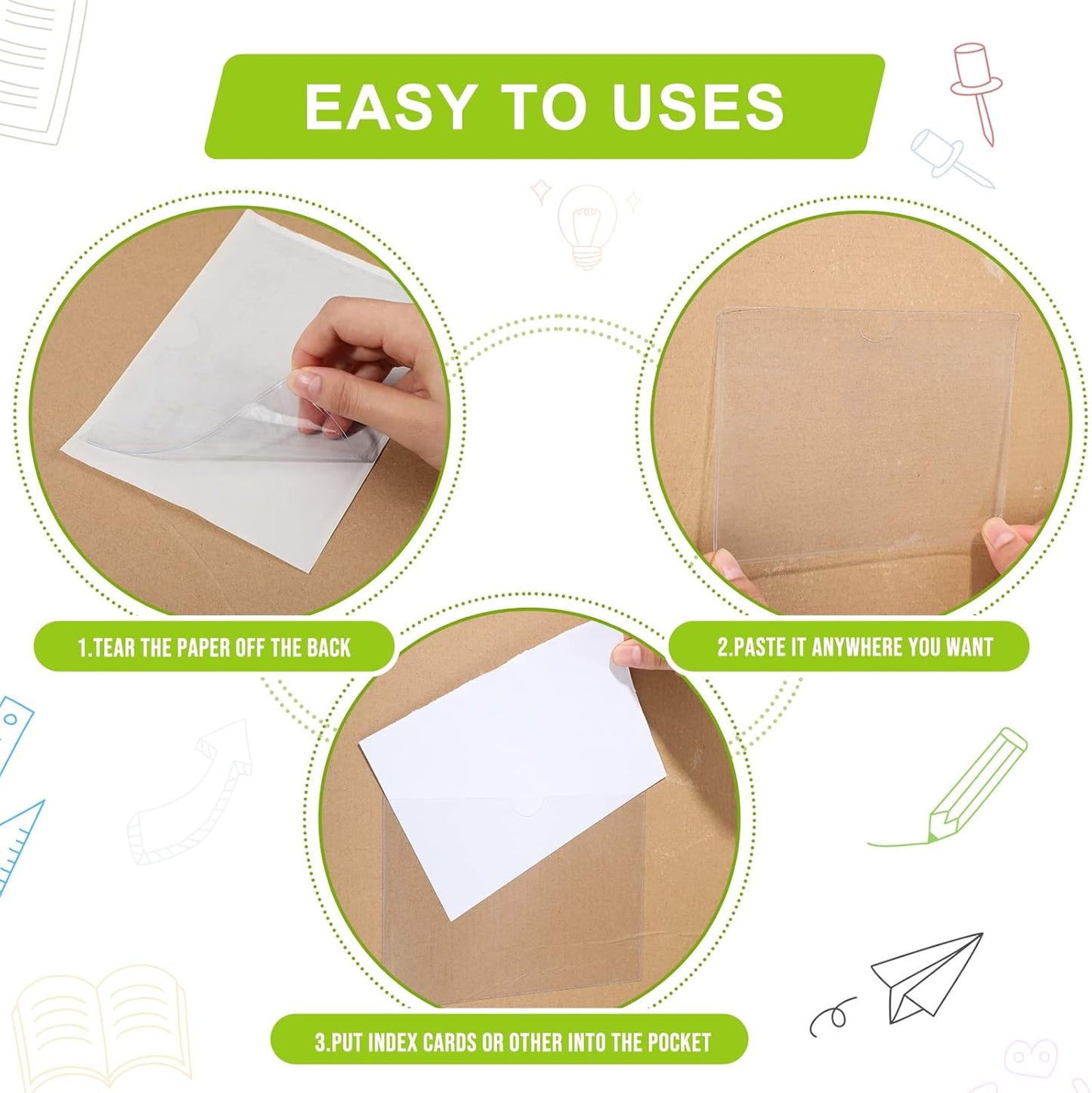 Chinco 30 Pcs Self Adhesive Pockets, Bin Labels for Storage Bins, Clear Pocket Label Sleeves, Plastic Index Card Holder with Top Open for Organizing Bins Box Drawer(5 x 7 Inch)